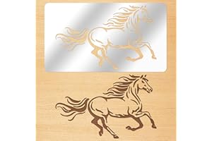 ORIGACH Pochoir en métal de 10,1 x 17,7 cm en forme de cheval cabré réutilisable pour scrapbooking, sculpture sur bois, pyrogravure, gravure