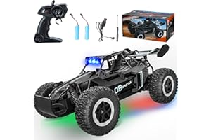 SZJJX Remote Control Car for Kids 3 4 5 6 7+, 20 KM/H High-Speed RC Cars with LED Lights, 2.4GHz 2WD Monster Truck Toys, Rechargeable RC Car, Toy Cars for Girls Boys, Christmas & Birthday Gifts–Black