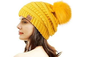 REDESS Cappello Invernale da Donna con Pom Pom Beanie Caldo Foderato in Pile Spesso Slouchy Snow Knit Chunky Baggy Skull Berretto da Sci