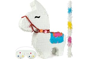 ILP GMBH I LOVE PRODUCTS ILP Pinata Lama zum Befüllen - Lama Pinata Set mit Pinata Stock und Maske - 40 x 46 x 10 cm - Pinata Geburtstag Mädchen Junge - Alpaka Pinata Kindergeburtstag - Piñatas Kinderspiele Geburtstagsparty