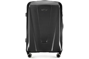 WITTCHEN Explorer Line walizka podróżna, bagaż podręczny, bagaż kabinowy, twarda obudowa z poliwęglanu, z 4 podwójnymi kółkami, zamek szyfrowy, uchwyt teleskopowy, Explorer Line, czarny, L, Duża