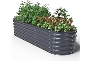 UNIGARDIA Bancal de Metal 195 x 60 x 43 cm – Kit Modular 6 en 1 – bancal Elevado Inoxidable para jardín de Acero Zn-Al-MG Vida útil mínima de 20 años – 43 cm de Alto, Jardinera de
