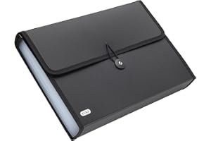 Elba A4 Expanding File Folder, 13 Compartment Document Folder, Black