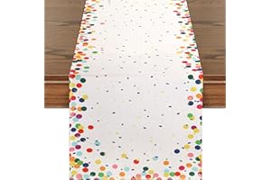 LRARTDECO Tischläufer Geburtstag Deko Tischläufer Happy Birthday Tischdecke Bunt Festliche Luftballons Table Runner 40x140cm Tisch Läufer Tischband Für Partys Geburtstage Hochzeiten Usw Dekor