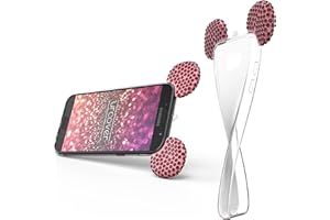 Urcover® Maus Ohren Hülle kompatibel mit Samsung Galaxy A3 2017 Schutz-Hülle I TPU/Bling Ear Cover Pink I Crystal Clear Soft Case mit Trage-Schlaufe I Bär Girl Diamant Strass Steine