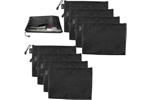 CJMUQHEHH 8 Pcs Deposit Pouches A5, 24 x 18 cm Banknote Pouches, Pochette Billet de Banque with Zip, Rangement Billet de Banque, Waterproof Pochette Etanche Document Oxford pour l'école Bureau Voyages, Noir