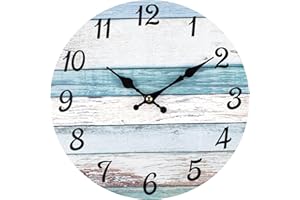 Homotte Wall Clock, 10 Inch Battery Operated Clocks Living Room Decor, Silent Non-Ticking Bathroom Round Country Retro Rustic Style Wall Clock for Home Bedroom Office