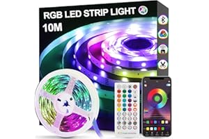 vvuvnem LED Strip Lights 10m, RGB Led Strip Lights, Bluetooth Led Strip with Remote App Control, Led Lights for Bedroom, Bars, Sign Lighting, Party Decoration[Energy Class A++]