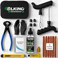 OLKINO 12-in-1 Tubeless Tyre Puncture Repair Kit for Cars & Bikes | Heavy-Duty T-Handle Tools & 10 High-Grip Repair Strips | 