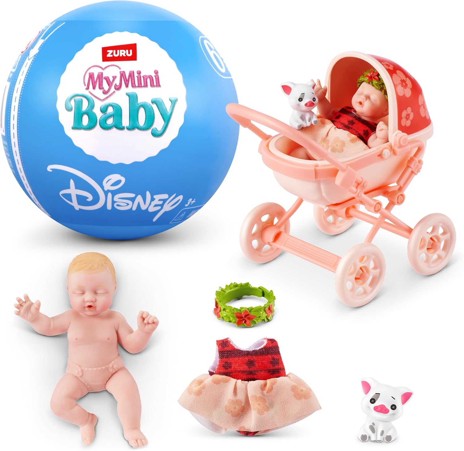 My Mini Baby Disney Series 1 2 Pack de ZURU – Muñeca Bebé Disney Coleccionable en Cápsula Misteriosa con Accesorios, Juguete Miniatura Realista para Niñas de 3+ Años