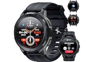 OUKITEL BT10 Reloj Inteligente Hombre, 1.43" AMOLED Smartwatch Militar con Llamadas Bluetooth, 5ATM Impermeable, 123+ Modos D