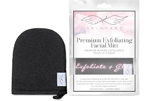 Seraphic Skincare Premium Exfoliating Facial Mitt – 100% Vegan Dual-Sided Face Mitten with Viscose & Washcloth – Facial Scrub Pad for Gentle Cleansing & Exfoliation – Natural Dead Skin Remover