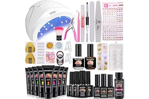 Kit Ongle Gel UV Complet, MYSWEETY Kit Gel Ongle 48W Lampe Ongle Gel Construction Ongle UV avec 8 Polygel, 4 Vernis Gel UV Semi Permanent, Gel Base et Top, 1 Acid Free Nail Primer, 1 Dehydrate Primer