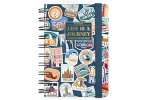 Legami - Agenda diaria con espiral Small 2026, Travel Stickers, 12 meses pequeña, cierre con elástico, agenda de enero 2026 a diciembre de 2026, en papel FSC certificado, 8,5 x 13 cm