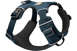 RUFFWEAR Front Range Dog Harness, Adjustable Comfortable Padded Everyday Walking Harness, 2 Lead Attachments, Reinforced Front Clip Webbing & Strong Metal V Ring, Blue Moon, Large/X-Large