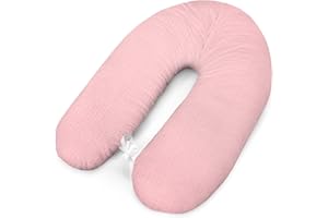 Amilian Cuscino per allattamento, per chi dorme sul fianco, con imbottitura, per bambini, cuscino per dormire sul fianco, cuscino per gravidanza, con rivestimento: 170 cm Modello: Rosa