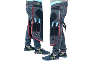 EQUESTRIAN STORE Blacksmith Tablier réglable en cuir de qualité supérieure de 59 cm à 23 pouces - En daim véritable - Pour homme et femme, Black & Red Pipe, 59 cm