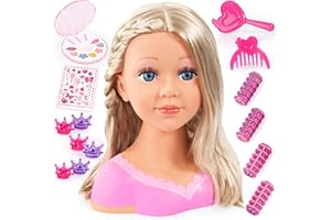 Bayer Design 90088AA Tête à Coiffer et Maquiller, Charlene Super Model avec Accessoires pour Cheveux et Maquillage, Longs Cheveux blonds, 27cm, 1.13 kg, Blonde