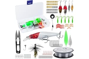 TAIKOUL 132 PCS Angeln Köder gemischt Set mit Angelbox Angelzubehör Set Gummi Fisch Set enthält Kurbelköder, Spinner Köder, weiche Kunststoff Köder Würmer, Klemmköpfe, Haken Angelzubehör Süßwasser Salzwasser