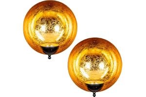 levandeo Väggvärmeljushållare Ø 15 cm, svart guld, metall, set om 2, ljushållare, väggdekoration, ljus, dekoration, heminredn