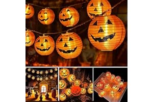 NEXVIN Halloween Orange Pumpkin Lanterns Lights, 4M/13ft 20 LED Orange Pumpkin Lights, Waterproof 2 Modes Battery Powered Halloween Fairy Lights for Indoor Outdoor Garden Home Party Bar Decorations