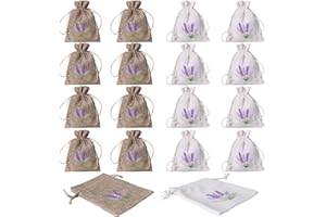 Rigidstone 16 Pezzi Sacchetti di Lavanda, Sacchettini per Lavanda Vuoti con Coulisse, Sacchetti di Lavanda Profumata Borsa per lavanda in cotone e lino per Lavanda, Spezie ed Erbe Aromatiche