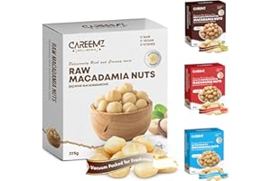 CAREEMZ Noci di Macadamia crude (225 g), non tostate, non salate, il miglior snack gourmet, sigillate sottovuoto per la freschezza