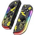 KASTWAVE Joycon Controllers for Nintendo Switch, Replacement for Switch Controller with RGB LED, Adjustable Turbo & Vibration, Motion Control/Wake-Up/Screenshot (Black)