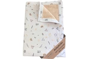 ‎SWADDYL Swaddyl Musselin Decke Baby - Kinderwagen Decke - Sommerdecke - Babydecke Beige 75x100cm zweilagig - Erstaustattung Neugeborene (Cute Design)