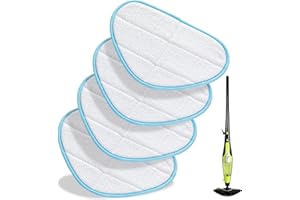 VILLAPOOL 4 Steam Mop Pads Compatible with H2O HD Steam Mop,Reusable Microfibre Mop Pads,Mop Pads for Floor Cleaning,