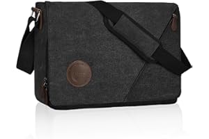 Eshow Messenger Bags Waterproof 13-15.6 Inch Laptop, Shoulder Bag with Multiple Pockets for Men Women, Canvas Satchel for Work School Travel Daily Use