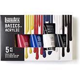Liquitex BASICS Studio Acrylic Paint Set, 5 Tubes of 75 ml, Assorted Colours