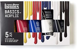 Liquitex BASICS, Set de Pintura Acrílica Studio, 5 Tubos de 75 mL, colores surtidos