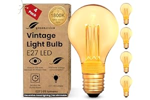 greenandco 4x dekorativ LED-glödlampa i vintage-stil | E27 A60 | Bärnsten | 2W 65lm | 1800K Extra varmvitt | 320°