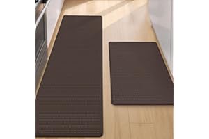 COLOR&GEOMETRY Color G Mata kuchenna, 2 sztuki, dywan do korytarza, dywan wewnętrzny, mata przejściowa, PVC wodoodporna, antypoślizgowa, odporna na olej (43 x 75 cm + 43 x 150 cm, brązowa)