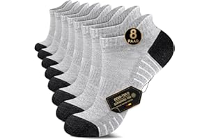 EKSHER Unisex Cushioned Skarpety do sneakersów, 8 par, oddychające, krótkie skarpety sportowe, podeszwa frotte, bawełniane skarpety do biegania