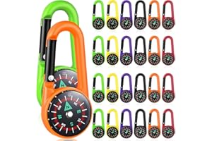 Toddmomy 24 Moschettoni per Bussola da Arrampicata e Portachiavi di Sopravvivenza Tascabile per Bambini e Campeggio