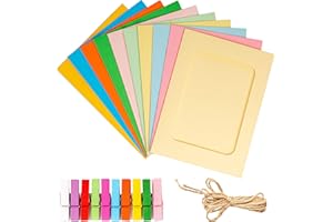 VICTORIA COLLECTION Pack de 10 Marcos de Fotos de Cartón 10x15 cm – Marcos de Fotos Múltiples de Color | Marcos Fotos Pared | Incluye Pinzas de Madera y Cuerda para Colgar | Decoración Hogar y Manualidades