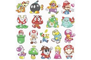 Acuiwer Autocollant Diamant Kit Stickers Diamond Painting DIY Peinture Diamant Autocollant, Kit Mosaïque pour Enfants, Diamond Painting Stickers Kit Enfant (A-18-pcs)