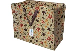 Happy Planet Giftshop Large Jumbo Storage Bag with Zip 58 x 47 x 30cm 80l (Autumn Leaves) (Single - Multipacks Available)