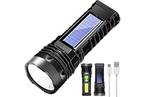 RUGTOL Latarki LED do ładowania, latarki ładowane przez USB, 1000 lumenów jasna latarka LED zasilana baterią z ładowarką USB, wodoodporne latarki ręczne z 4 trybami do chodzenia w sytuacjach awaryjnych