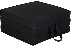 Fun!ture Single Foldable Z Bed Mattress | Indoor Portable Folding Sofa Bed | For Living Room & Bedroom | Great For Sleepover & Guests | Soft & Comfy Futon Set With Carry Handles (Black)