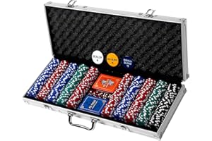 RALLY AND ROAR Rally & Roar,Profesjonalny zestaw do pokera 500 żetonów (11.5 g) z etui, kompletny zestaw gier pokerowych z 500 żetonami w stylu kasyna, karty, kości, blackjack i wiele więcej