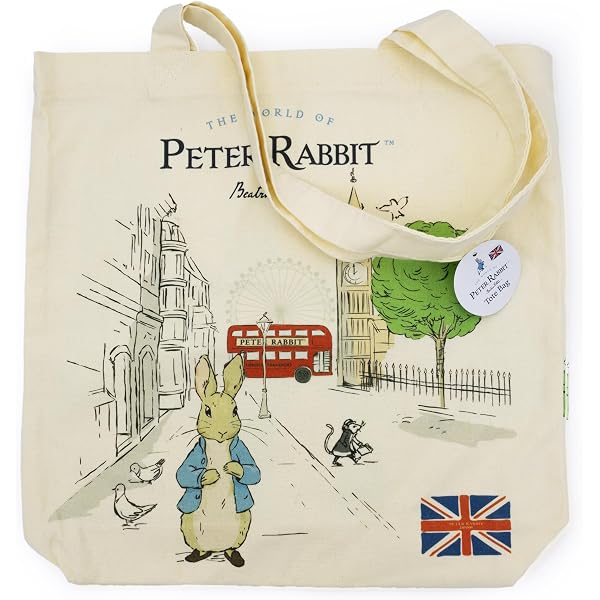 Fabulous Borsa Grande In Policotone Peter Rabbit | Spesa, Spiaggia, Scuola | 38x42 Cm | Stampata A Colori Vivaci | Resistente E Lavabile