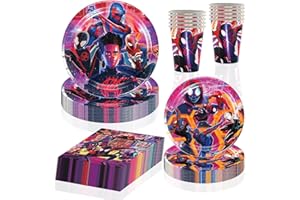 AIOSUY Vajilla Cumpleaños Spider Fiesta,Decoracion Spider Cumpleaños 60 Piezas,Platos Spider Fiesta,Servilletas Cumpleaños,Spider Vasos,Kit Fiesta Cumpleaños,para Adornos Fiesta Cumpleaños Cinéfilos