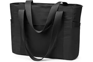 KALIDI FANCY FOREST KALIDI Bolso de la compra grande con compartimento para portátil de 15,6 pulgadas para el trabajo, universidad, viajes, playa, trabajo, universidad, bolsa de trabajo, bolsa de color liso