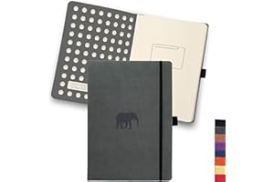 DINGBATS* NOTEBOOKS Dingbats - Quaderno Medio A Quadrettini Della Fauna Selvatica, Elefante Grigio, A5 - Pelle Pu - Carta Perforata, Color Crema, 100 G/mq
