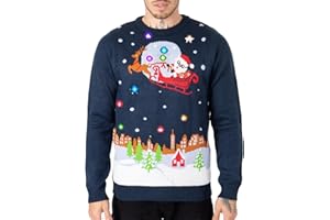 NOROZE Men's LED Christmas Jumper Unisex Gift Tree Elf Santa Xmas Sweater Pullover Top