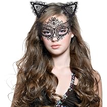 Katzenohren-Stirnband & Halbmaske Aus Spitze – Schwarz, Elastisch, Für Karneval, Halloween & Mottopartys