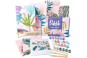Dabble Paint by Numbers Kits – Set of 6 Paint by Numbers for Adults Beginners with Canvas Frame, Painting Kits for Adults, Flowers Designs